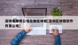 深圳有哪些公司在做区块链[深圳区块链软件开发公司]